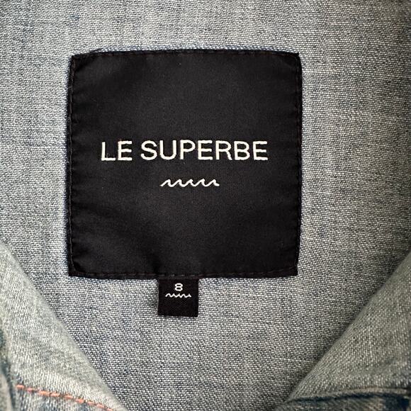 Le Superbe Surf Cowboy Pearl Button Western Shirt Sun Faded Denim Revolve Sz 8 - Picture 2 of 12